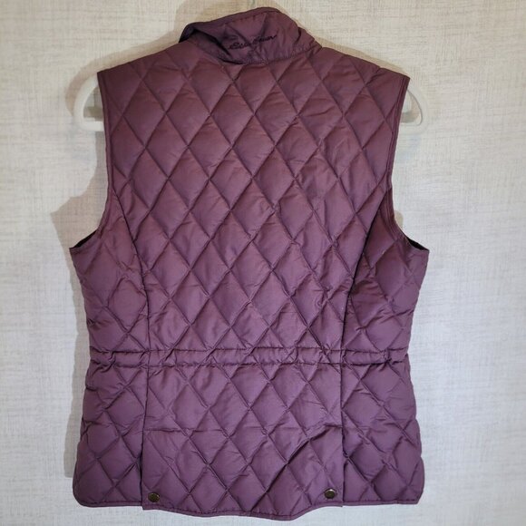 Eddie Bauer Goose Down Vest Womens Medium Purple Puffer Full Zip Quilted Pockets - Picture 2 of 10